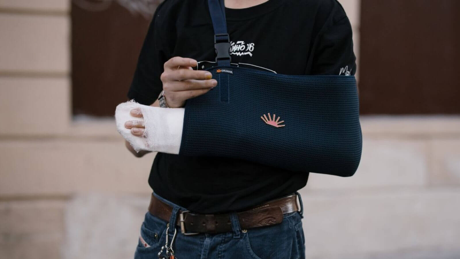 Person with arm in cast